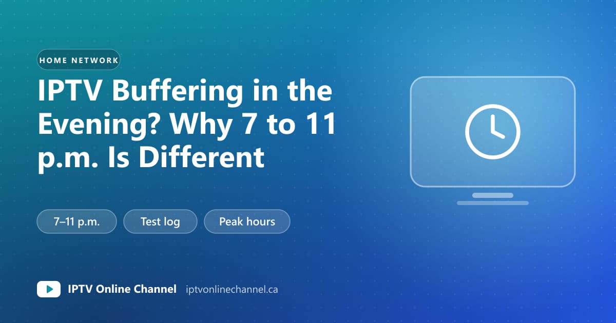 Cover graphic showing an evening clock beside a TV with a buffering wheel, with labels for peak hours and a test log